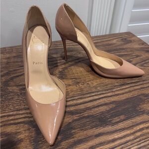 Christian Louboutin Nude Iriza 100mm Heels size 38 1/2 *damaged*